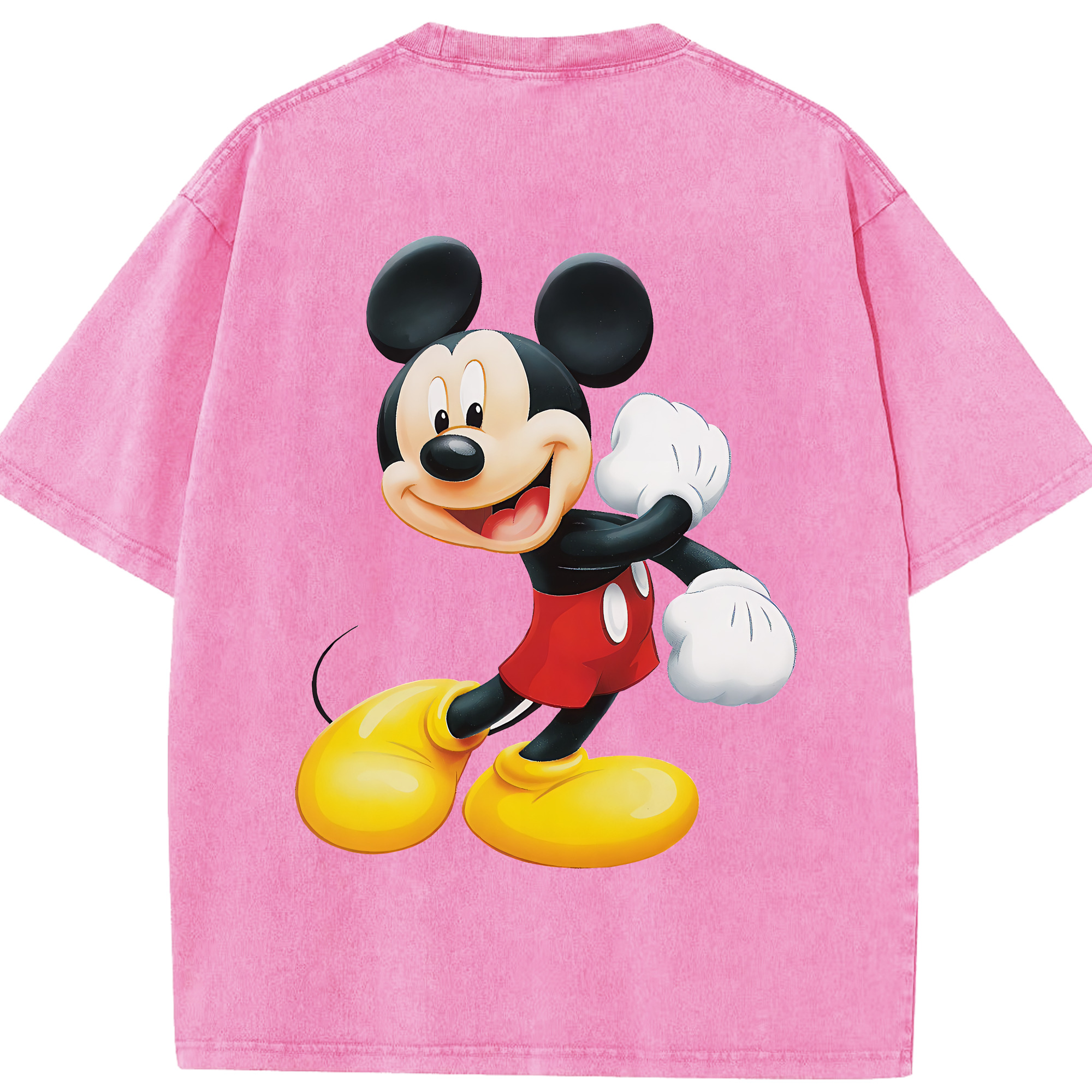 （画像用） ミッキーマウス Mickey Mouse 綿100% ヴィンテージ風 半袖Tシャツ（背面プリント）